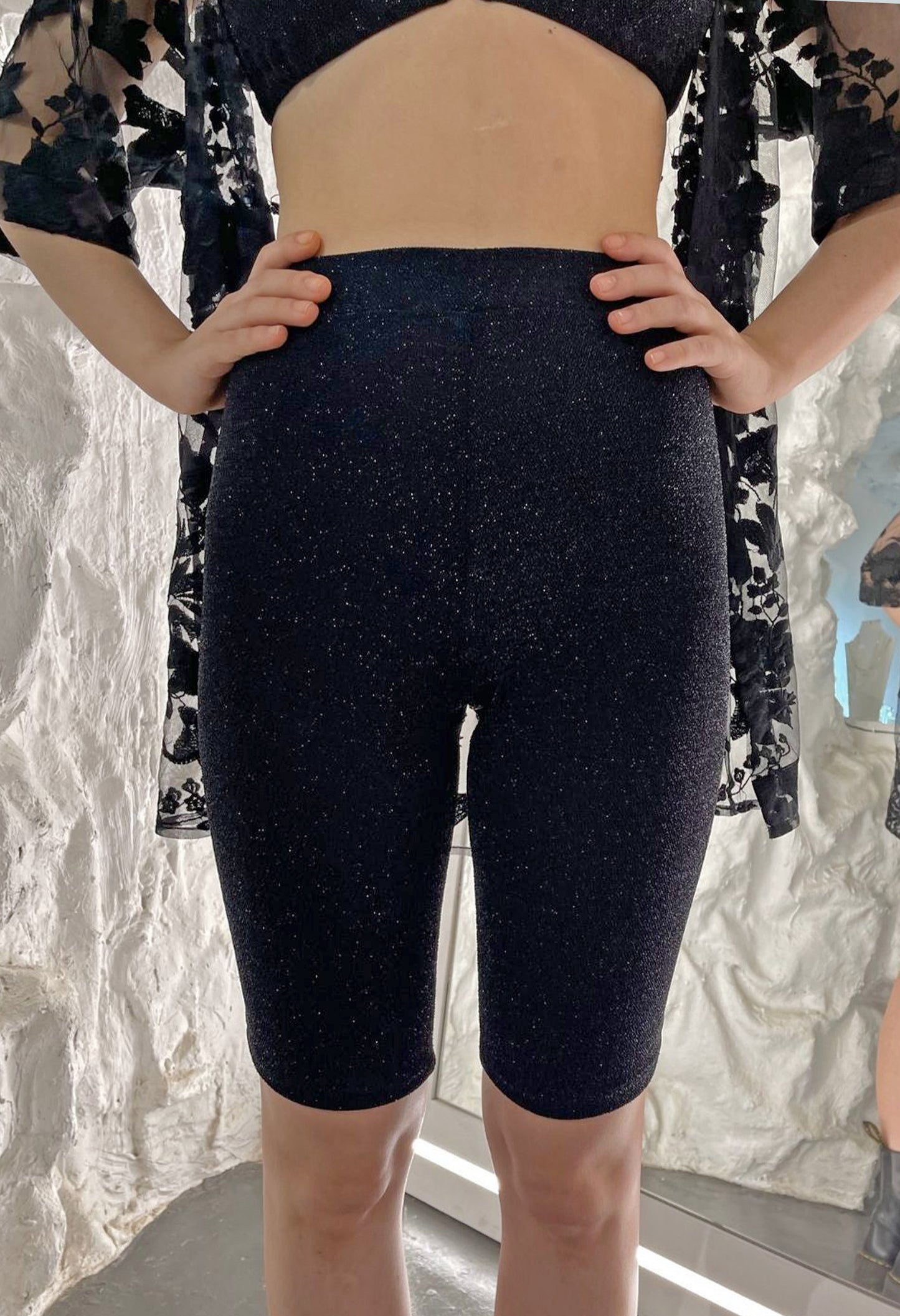 Black Shimmer Cycling Shorts